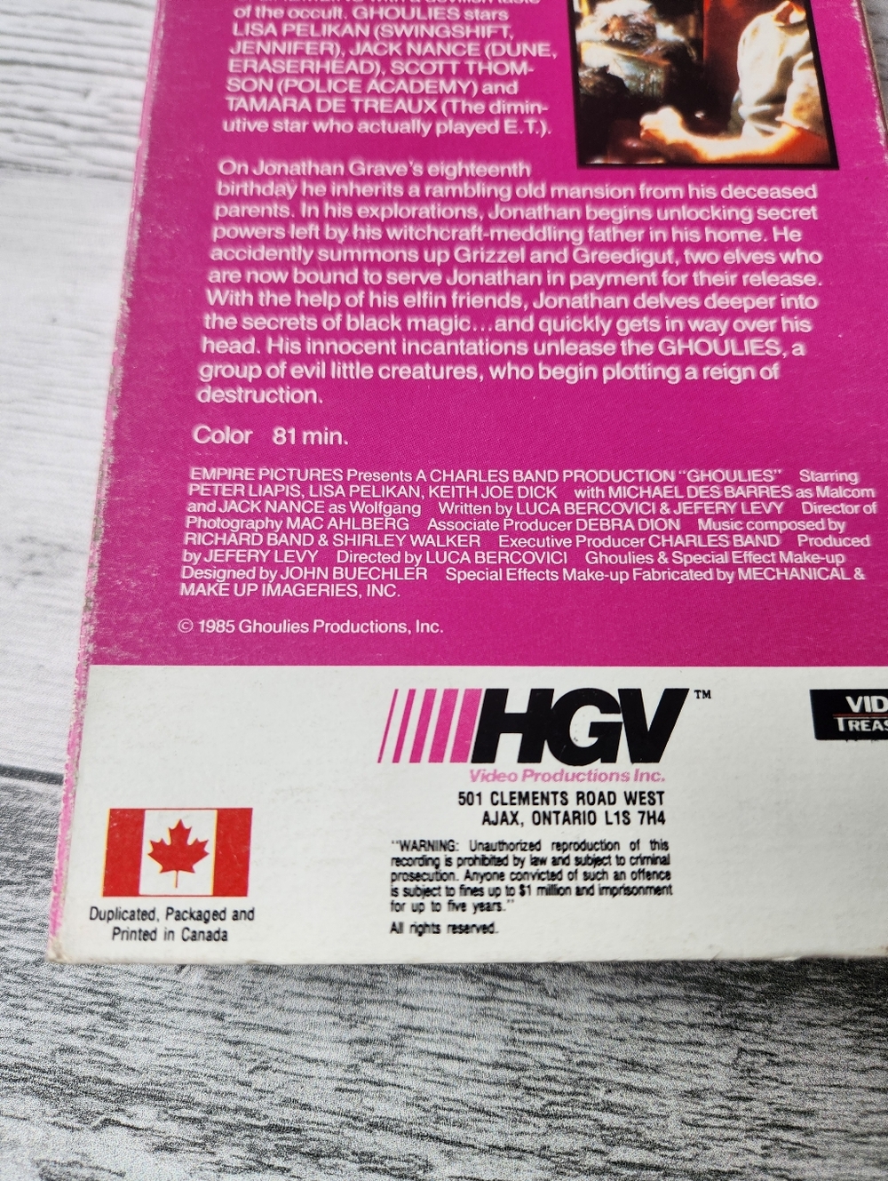 Ghoulies OOP VHS Video Treasures Charles Band Horror 1985 - Picture 3 of 8